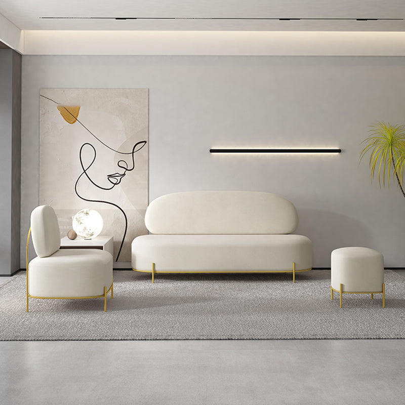 Contemporary White / Orange 31.5" H Velvet Armless Sofa for Living Room
