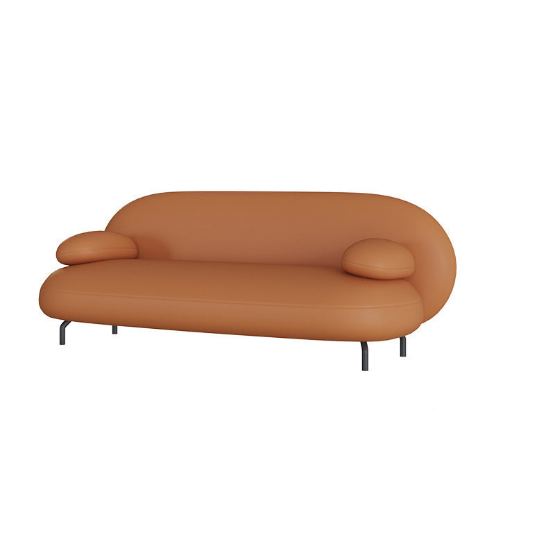 Contemporary 29.5" H Orange Faux Leather Pillow Top Arm Sofa
