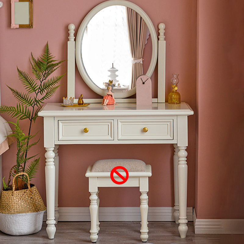 Bright White Ash Vanity Set with Mirror 17.71" Wide Vanity with 2 Drawer