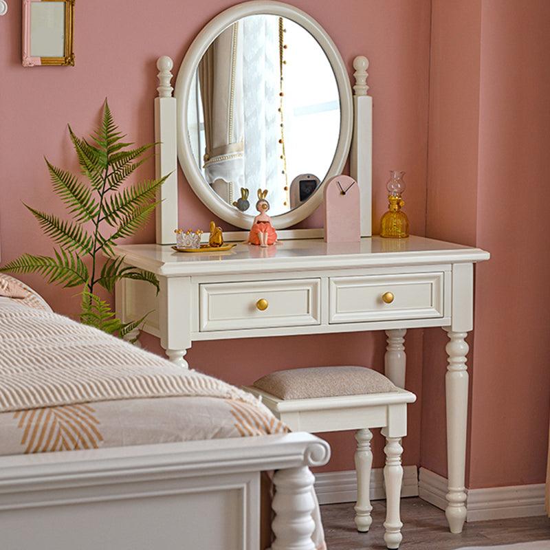 Bright White Ash Vanity Set with Mirror 17.71" Wide Vanity with 2 Drawer