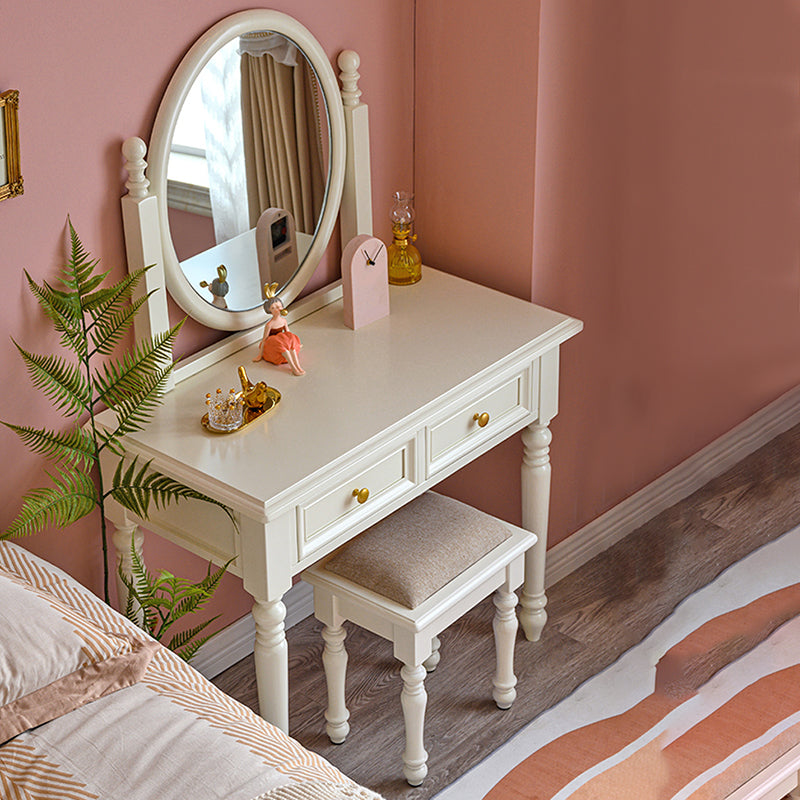 Bright White Ash Vanity Set with Mirror 17.71" Wide Vanity with 2 Drawer