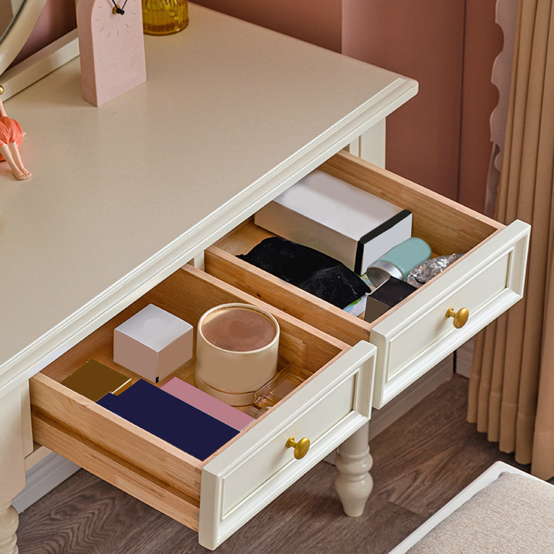 Bright White Ash Vanity Set with Mirror 17.71" Wide Vanity with 2 Drawer