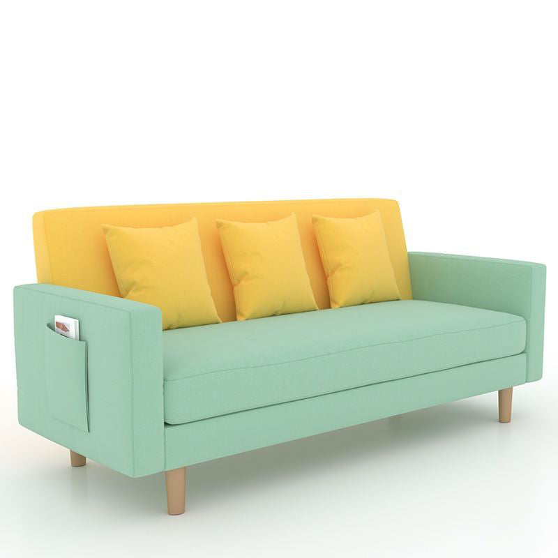 25.6" H Contemporary 3-seater Cotton Square Arm Sofa for Living Room