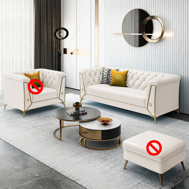 28.7" H 3-seater Faux Leather Tufted Tuxedo Arm Sofa for Living Room