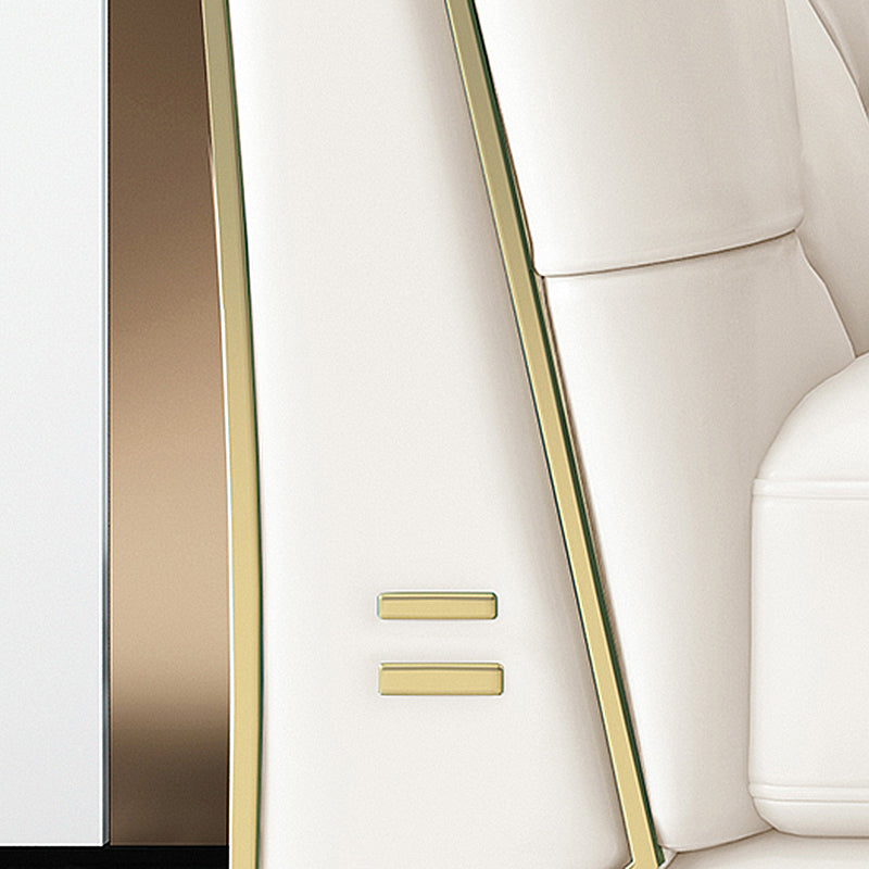 28.7" H 3-seater Faux Leather Tufted Tuxedo Arm Sofa for Living Room