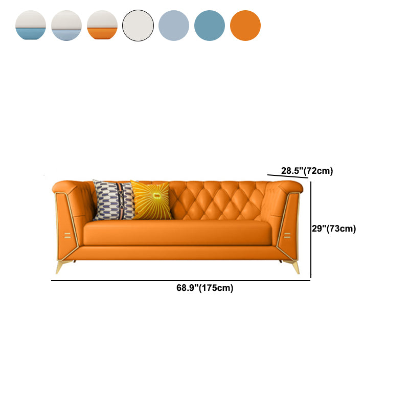 28.7" H 3-seater Faux Leather Tufted Tuxedo Arm Sofa for Living Room