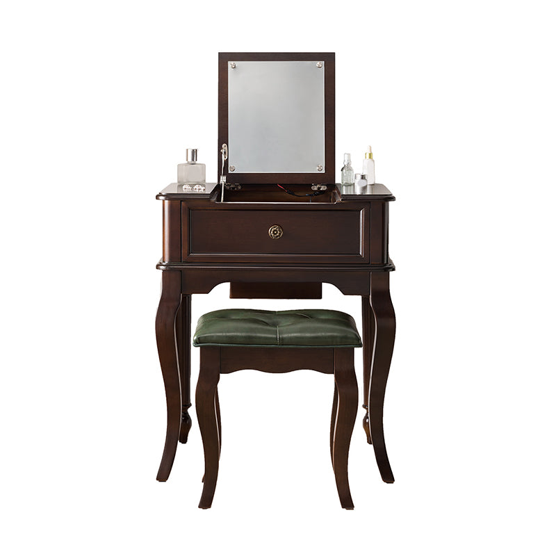 Traditions Rubberwood Vanity Set with Mirror 18.11" Wide Brown Vanity