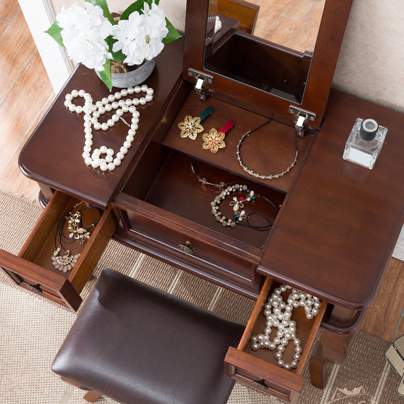 Traditions Rubberwood Vanity Set with Mirror 18.11" Wide Brown Vanity