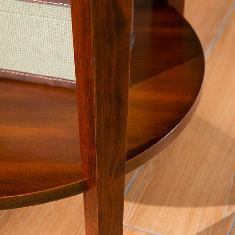 Wood Round Top Side Table 24" Tall 4 Legs End Table with Storage