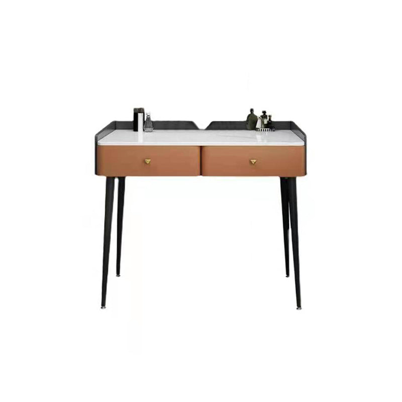 Vanity Stone Makeup Dressing Table Stool Set with 2 Drawers - 31.1" H