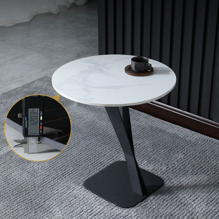 20.47" Tall Contemporary Style Side End Table Metal Pedestal Round Sofa Side Accent Table