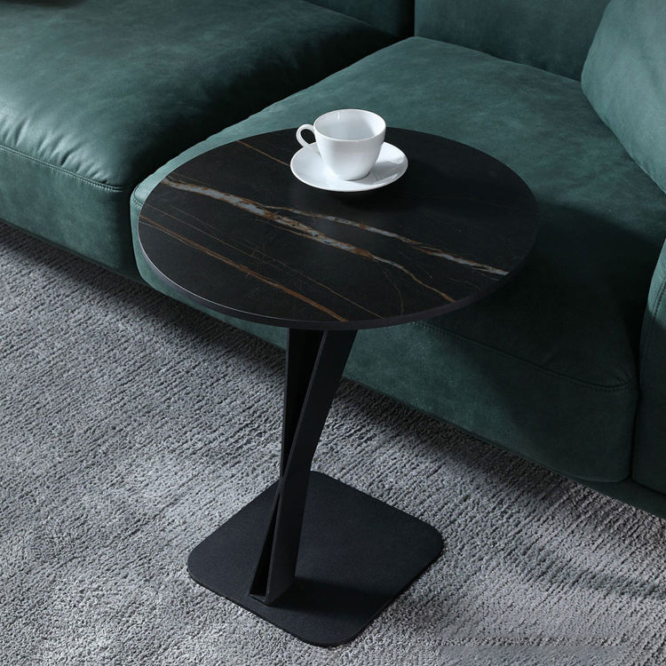 20.47" Tall Contemporary Style Side End Table Metal Pedestal Round Sofa Side Accent Table