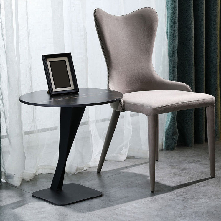 20.47" Tall Contemporary Style Side End Table Metal Pedestal Round Sofa Side Accent Table