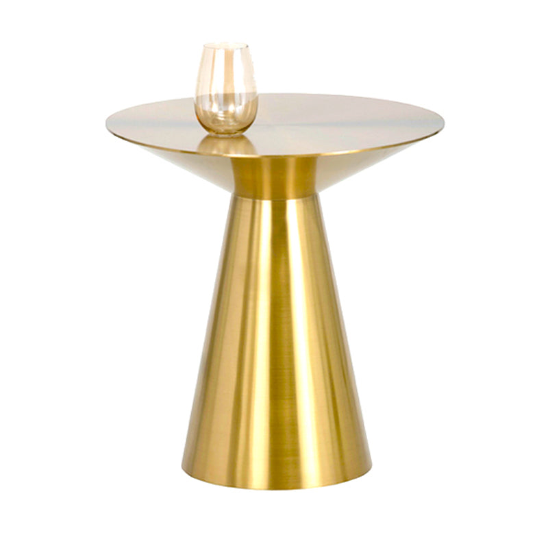 22.24" Tall Round Top Side Table Stainless Steel Pedestal End Table