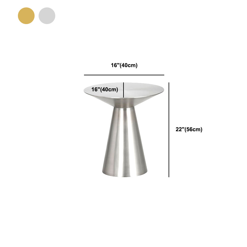 22.24" Tall Round Top Side Table Stainless Steel Pedestal End Table