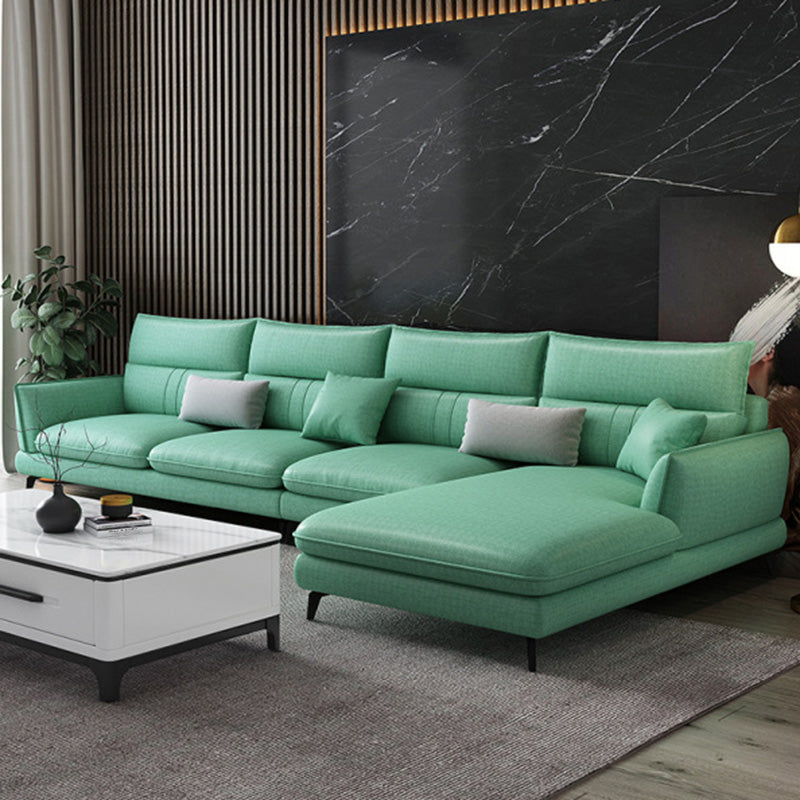 Contemporary Stationary Faux Leather Recessed Arm Sofa Chaise