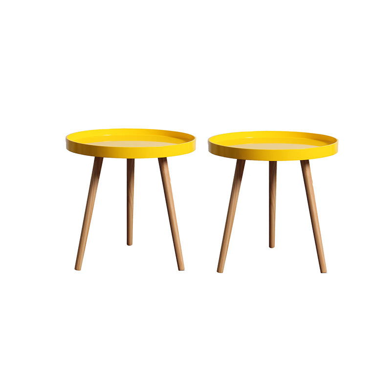 19.69 inch Wide Scandinavian Sofa Side Accent Table Wooden 3 Legs Round Side End Table