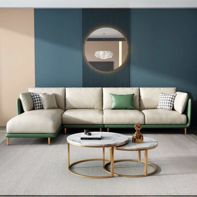 Nordic Square Arm Faux Leather Living Room Pillows Sofa Chaise