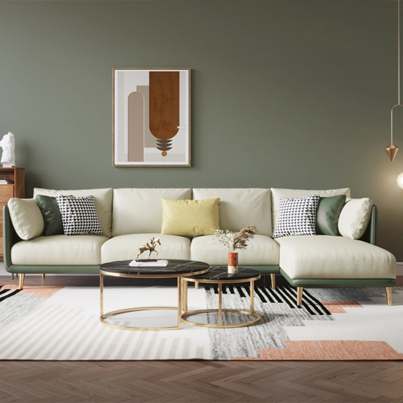 Nordic Square Arm Faux Leather Living Room Pillows Sofa Chaise