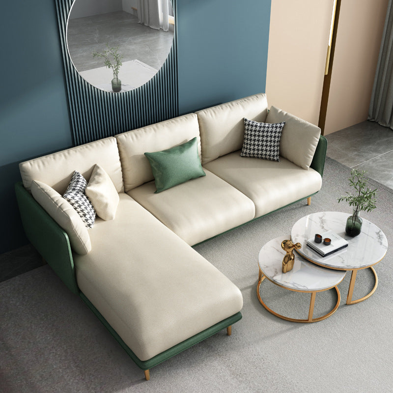 Nordic Square Arm Faux Leather Living Room Pillows Sofa Chaise