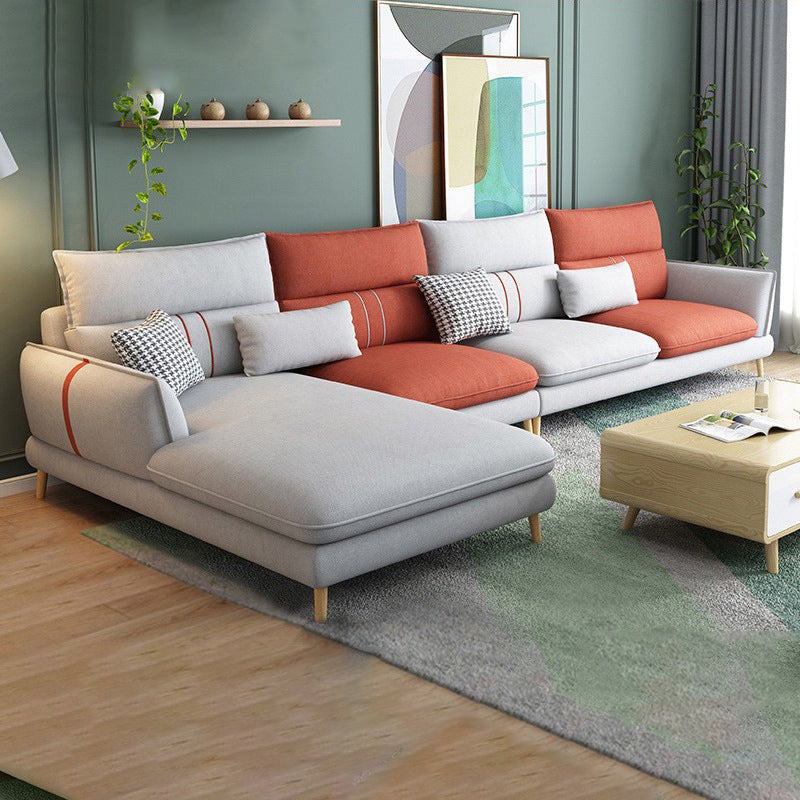 Contemporary Flared Arm Stationary Living Room Cushions Sofa Chaise