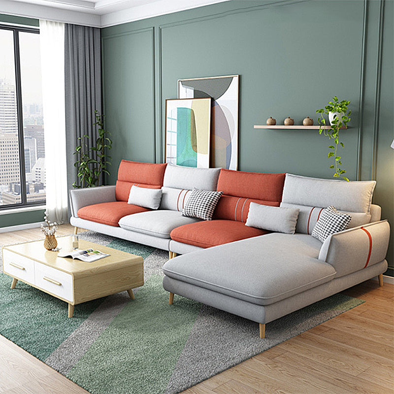 Contemporary Flared Arm Stationary Living Room Cushions Sofa Chaise