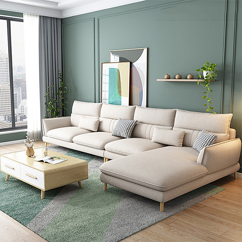 Contemporary Flared Arm Stationary Living Room Cushions Sofa Chaise