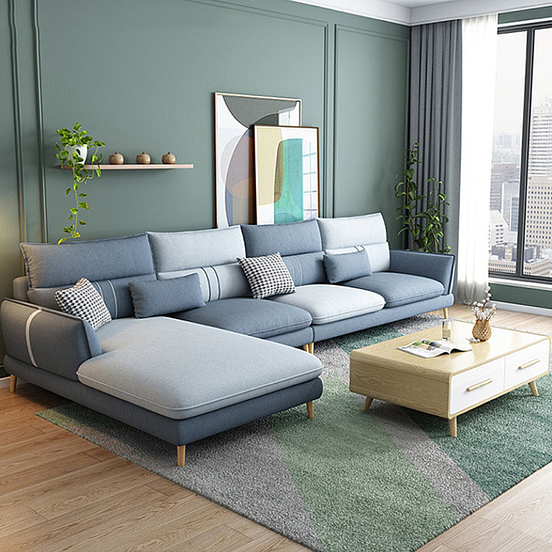 Contemporary Flared Arm Stationary Living Room Cushions Sofa Chaise