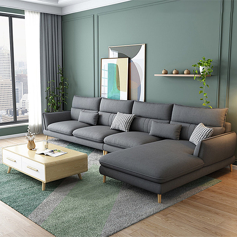 Contemporary Flared Arm Stationary Living Room Cushions Sofa Chaise