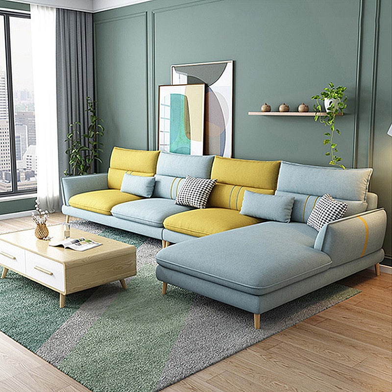 Contemporary Flared Arm Stationary Living Room Cushions Sofa Chaise