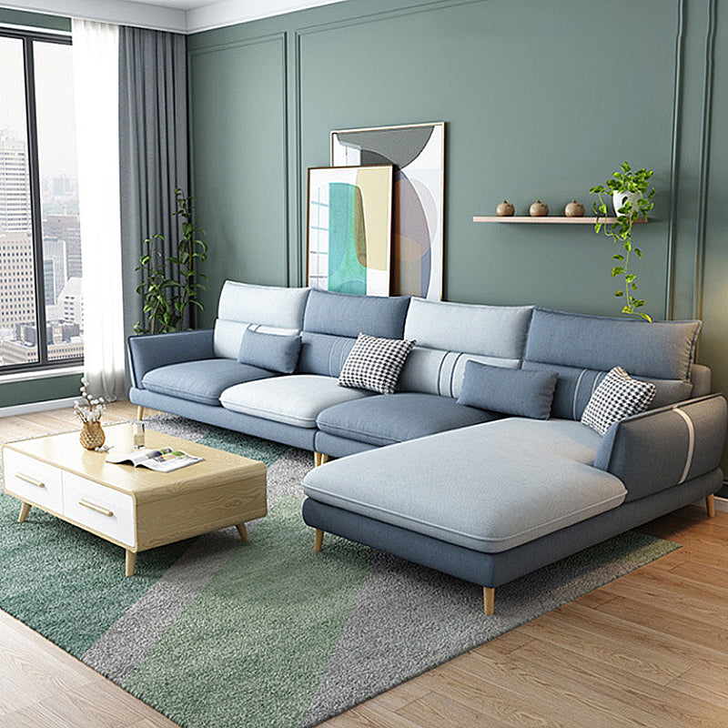 Contemporary Flared Arm Stationary Living Room Cushions Sofa Chaise