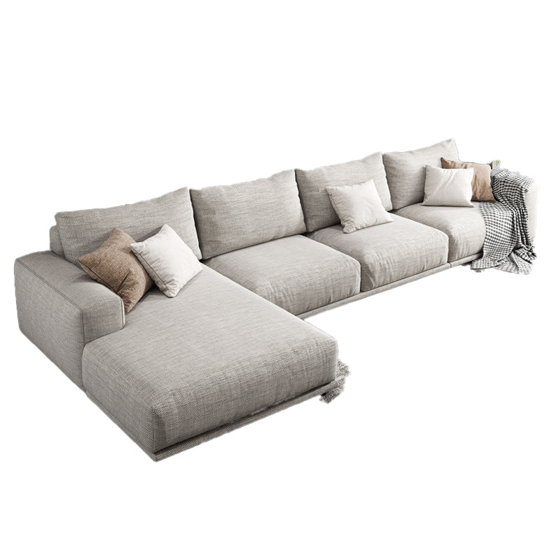 Nordic Stationary Living Room Seating Square Arm Pillows Sofa Chaise
