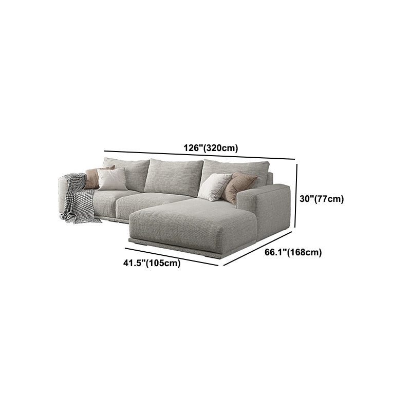 Nordic Stationary Living Room Seating Square Arm Pillows Sofa Chaise