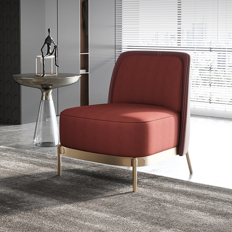 Armless Chair 31.49" Wide Faux Leather and Linen Chair for Living Room