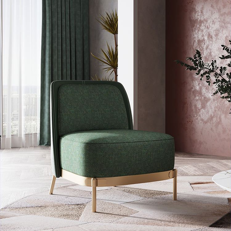 Armless Chair 31.49" Wide Faux Leather and Linen Chair for Living Room