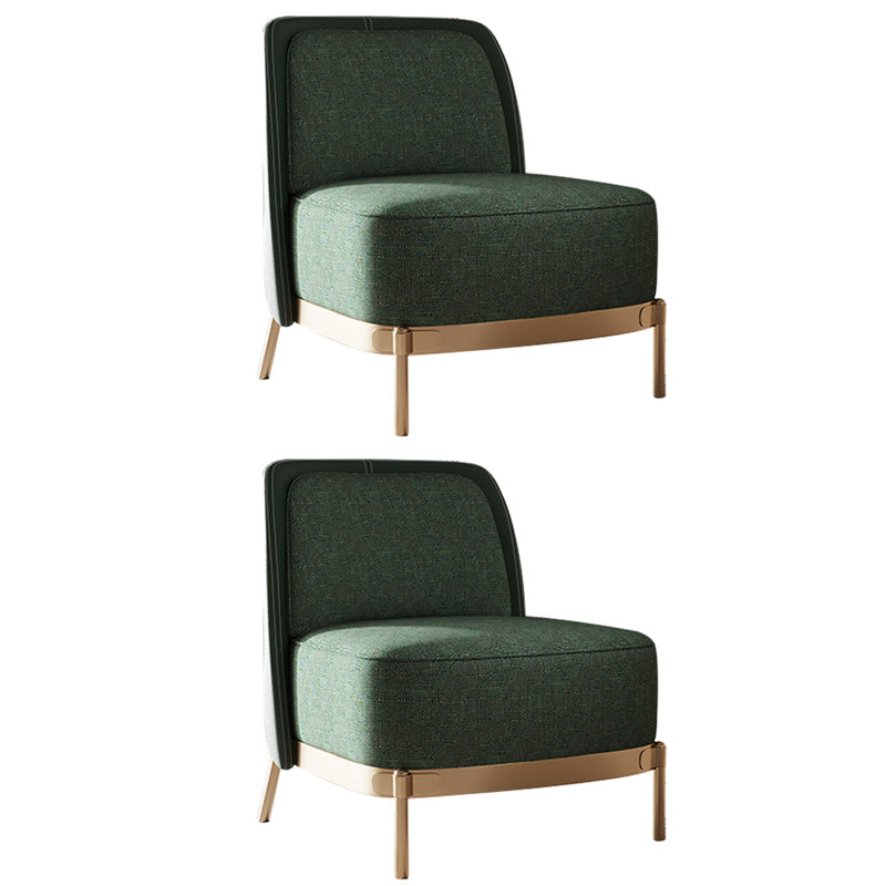 Armless Chair 31.49" Wide Faux Leather and Linen Chair for Living Room