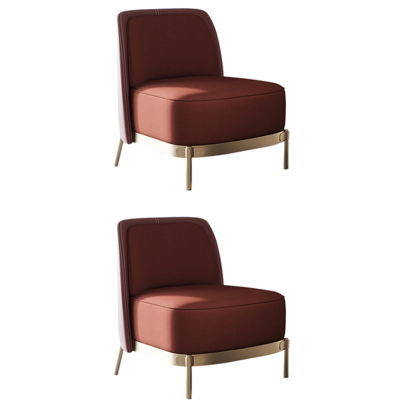 Armless Chair 31.49" Wide Faux Leather and Linen Chair for Living Room