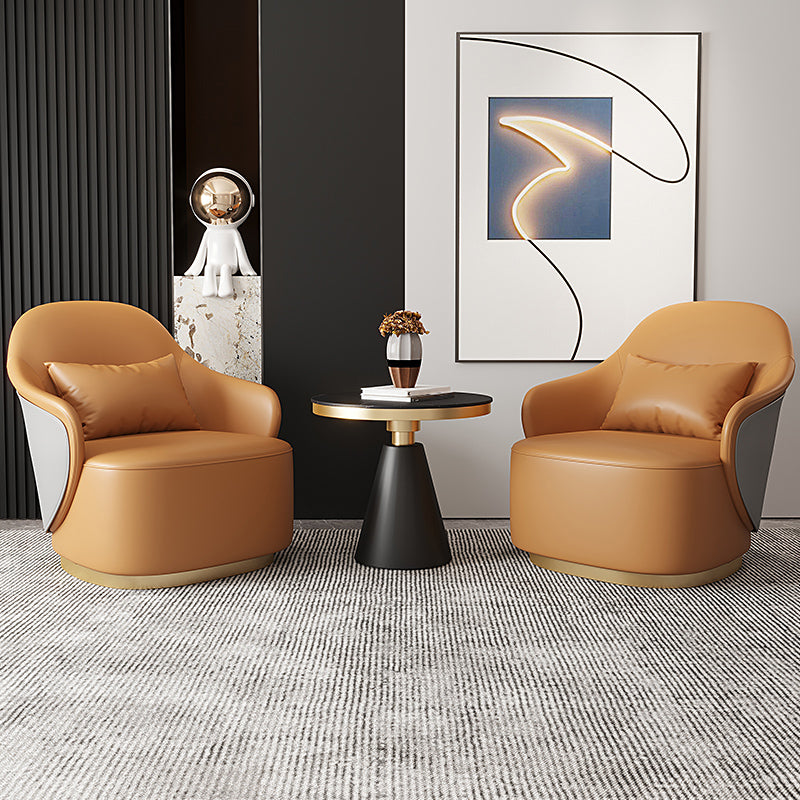 Recessed Arms Chair 25.59" Wide Faux Leather Arms Included Chair with Pillow Back