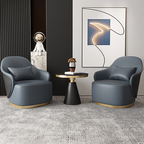 Recessed Arms Chair 25.59" Wide Faux Leather Arms Included Chair with Pillow Back