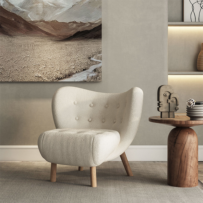 Nordic Armless Pine Basic Four Leg Fixed Back Slipper Accent Chair