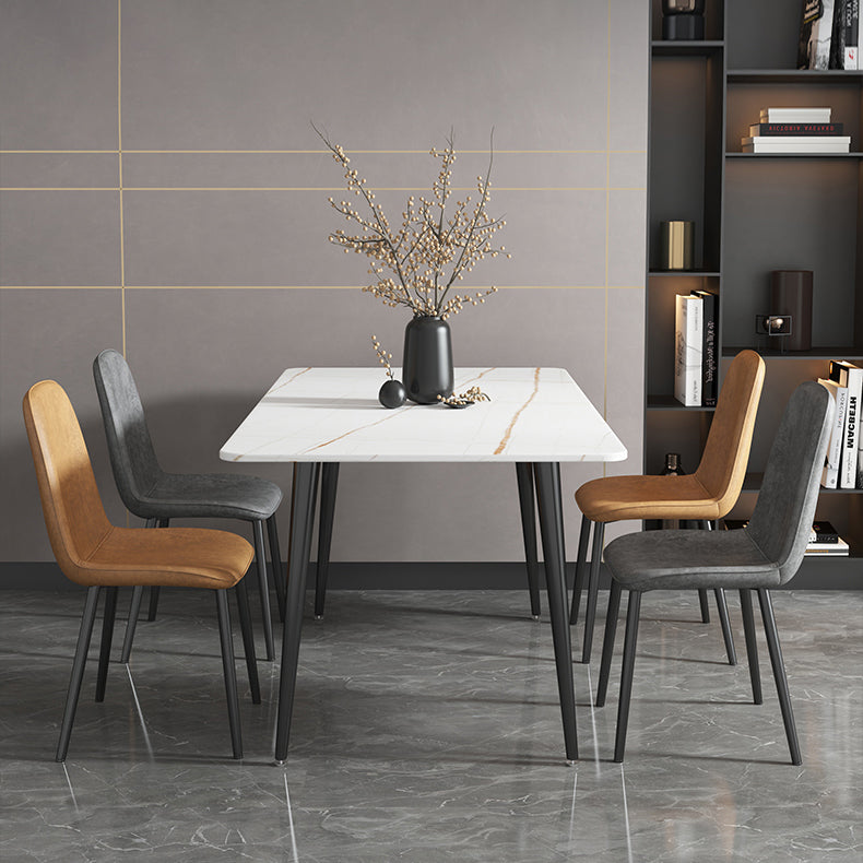 Stone Top Dining Table Industrial 4 Legs Dining Table for Dining Room