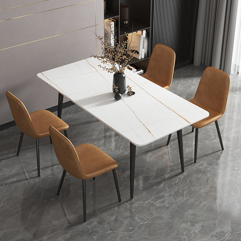 Stone Top Dining Table Industrial 4 Legs Dining Table for Dining Room