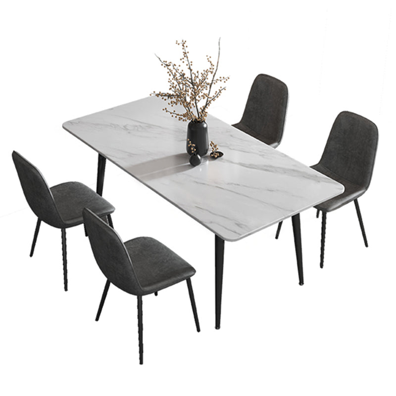 Stone Top Dining Table Industrial 4 Legs Dining Table for Dining Room