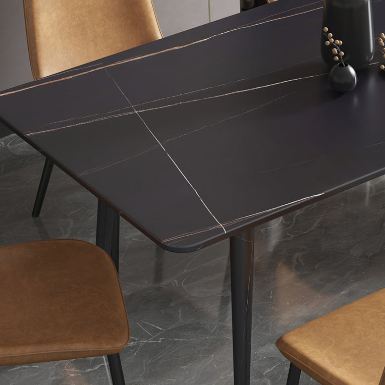 Stone Top Dining Table Industrial 4 Legs Dining Table for Dining Room