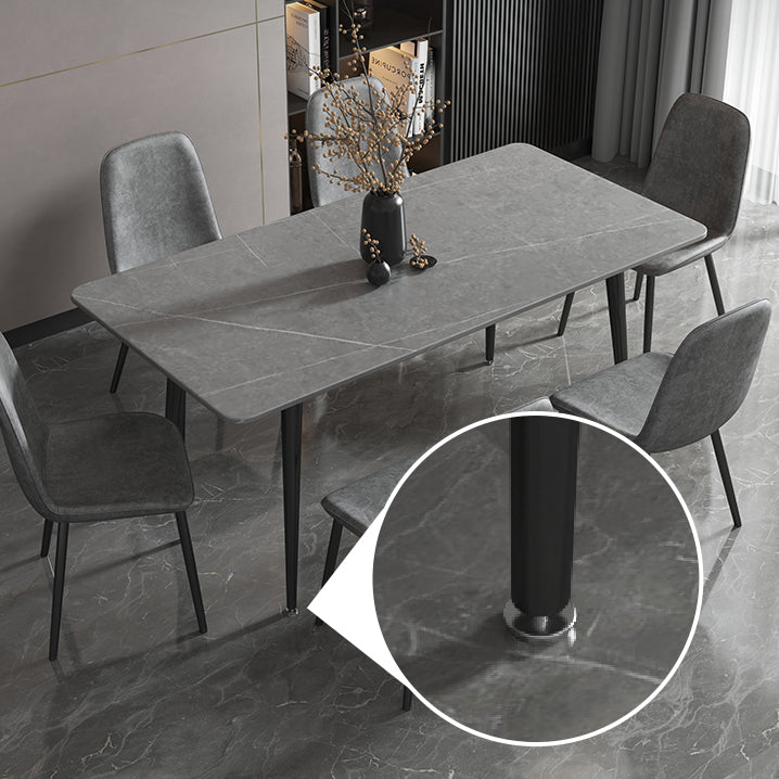 Stone Top Dining Table Industrial 4 Legs Dining Table for Dining Room