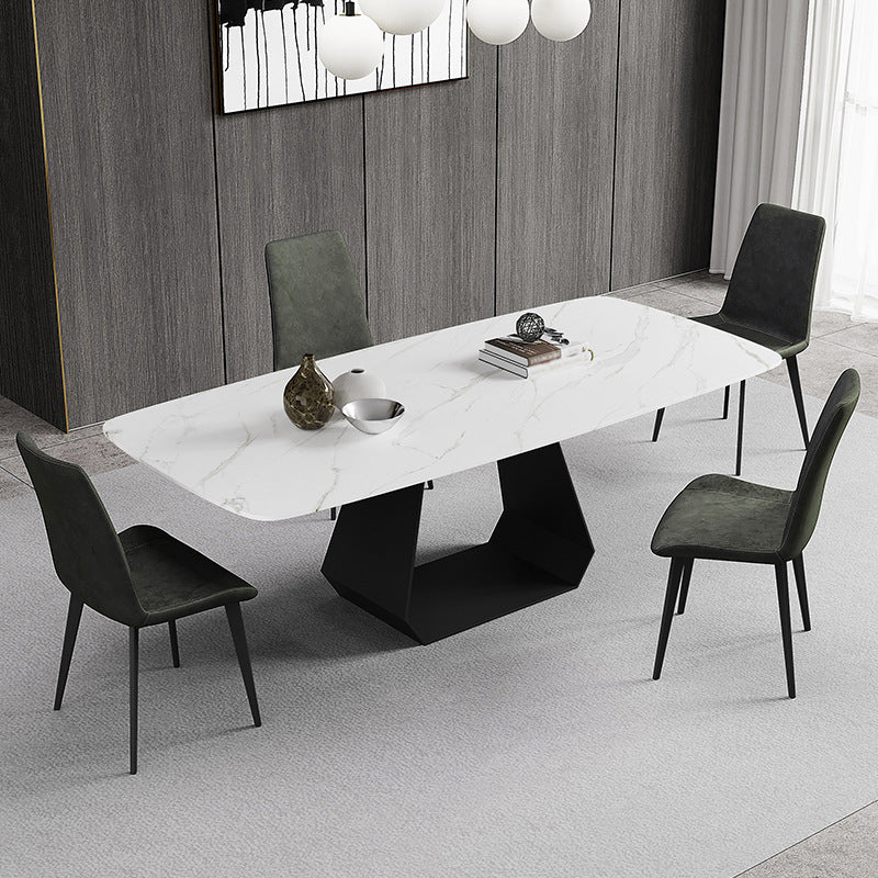 Rectangular Sintered Stone Dining Table Modern Dining Table with Metal Base