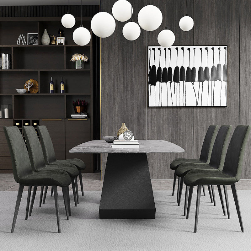 Rectangular Sintered Stone Dining Table Modern Dining Table with Metal Base