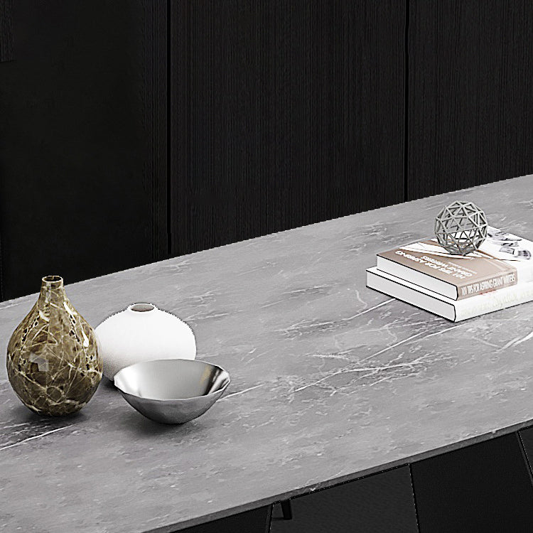 Rectangular Sintered Stone Dining Table Modern Dining Table with Metal Base