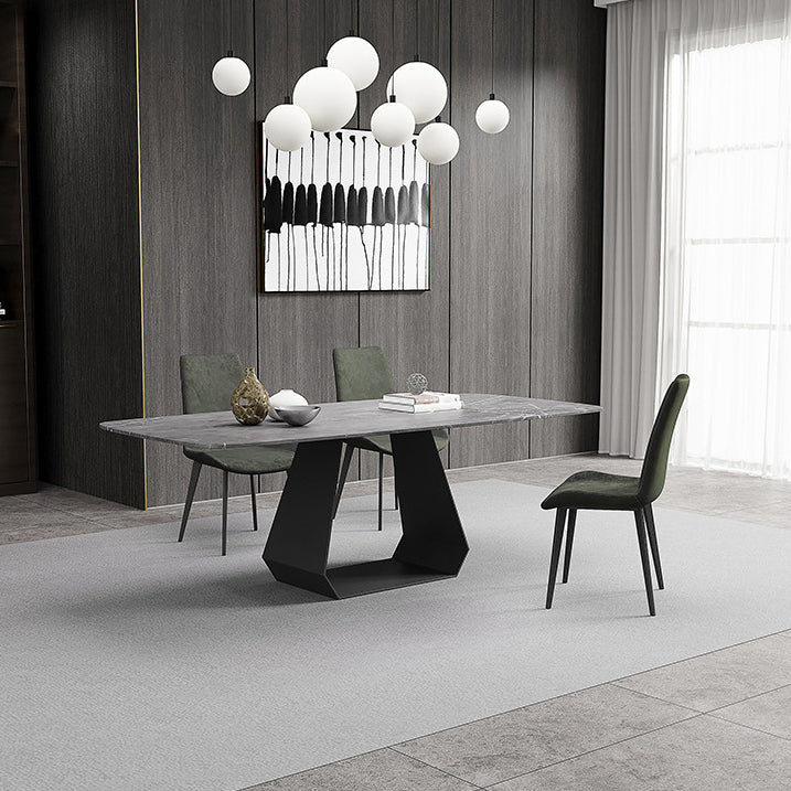 Rectangular Sintered Stone Dining Table Modern Dining Table with Metal Base