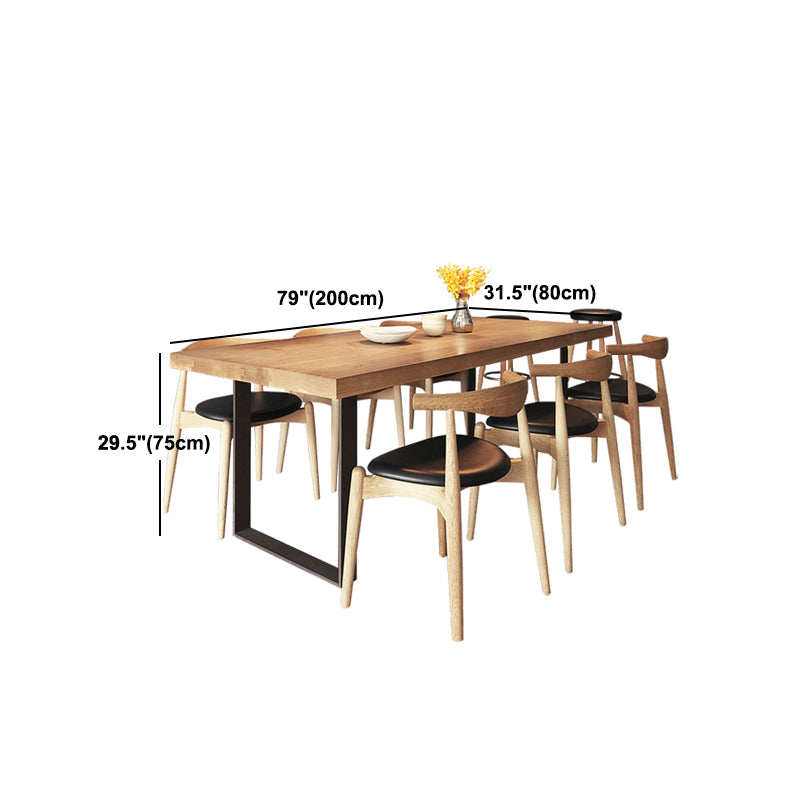 Solid Wood Dining Table Industrial Rectangle Table with Sled Base